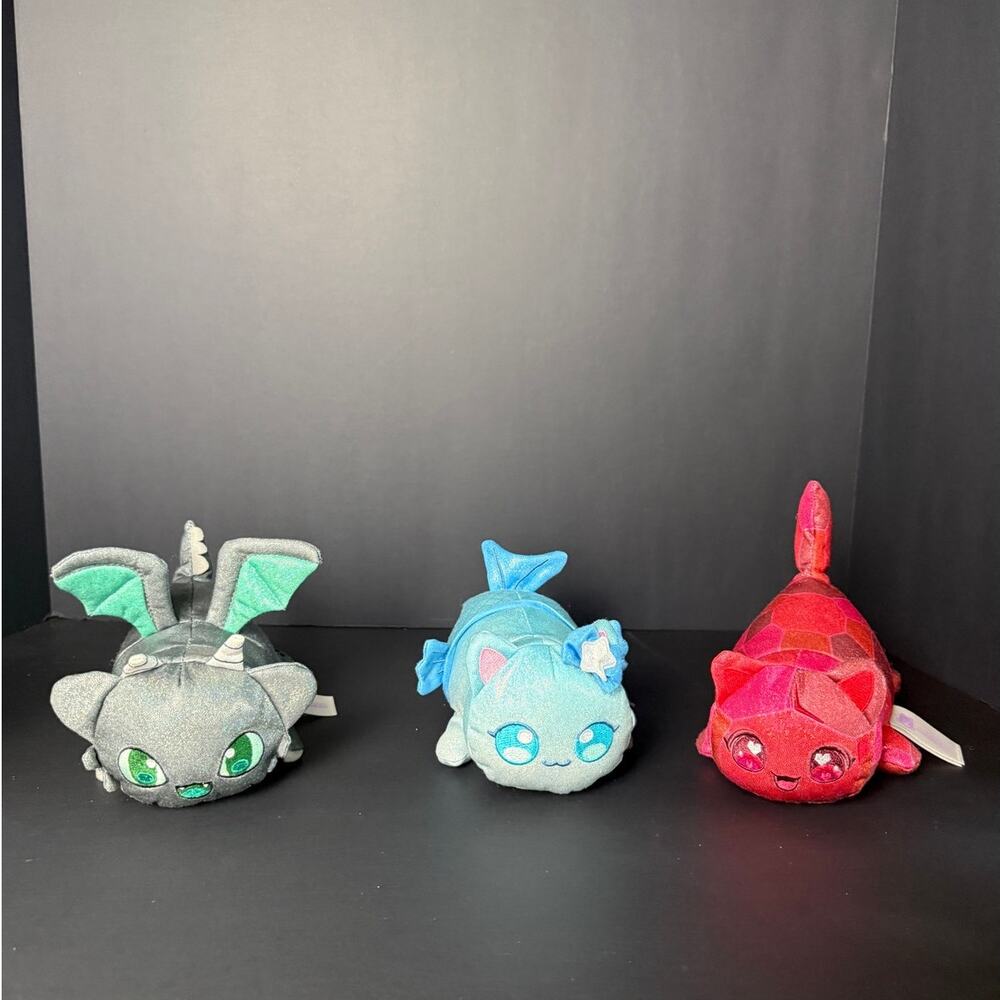 Aphmau MeeMeows Sparkle Collection 3 Plush Set Dragon Fairy Mermaid 6"